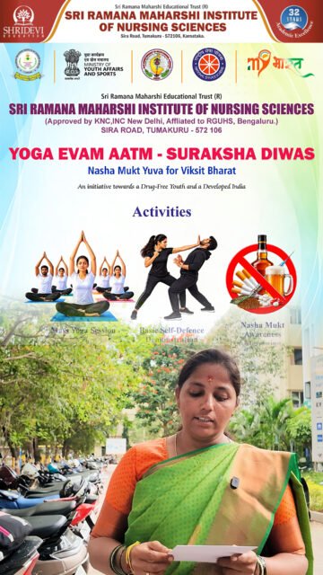 Yoga Evam Aatm-Suraksha Diwas | Nasha Mukt Yuva for Viksit Bharat 🇮🇳✨
Glimpses from our NSS outreach program at Thotlukere organized by Sri Ramana Maharshi Institute of Nursing Sciences, Tumakuru, in collaboration with RGUHS, MY Bharat, and the Ministry of Youth Affairs & Sports. With 200+ participants, live yoga sessions, self-defense training by police officials, and a community-wide anti-drug pledge, we are stepping forward together toward a healthier, addiction-free society! 🧘‍♀️🛡️🚭
#nasamuktbharat🚭🚭🇮🇳 #yogafitness #nashamuktyuva